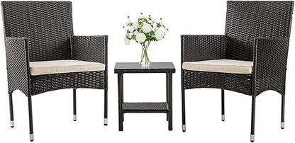🏡🍃☕ 4-Piece Outdoor Rattan Set – Patio Sofa + 2 Chairs + Glass Table for Garden & Porch