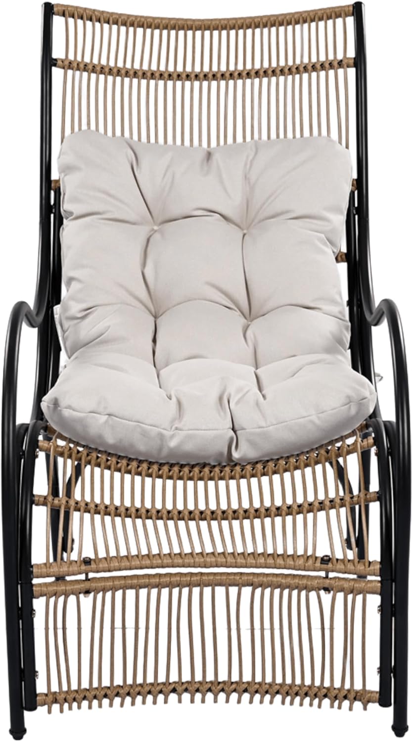 🏖️☀️🌿 3-Piece Wicker Patio Set – Lounge Chair + Ottoman + Table for Garden & Balcony