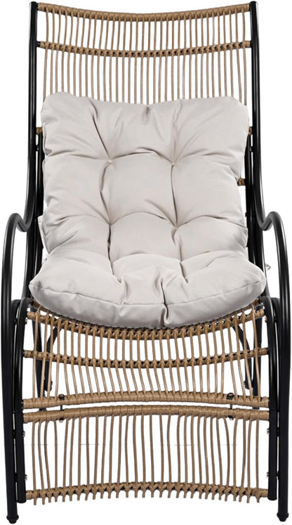 🏖️☀️🌿 3-Piece Wicker Patio Set – Lounge Chair + Ottoman + Table for Garden & Balcony