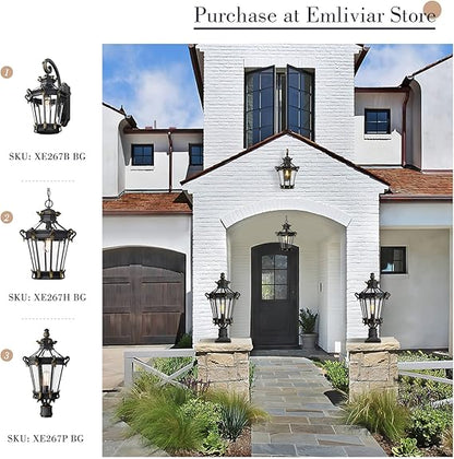 🏡🌿💡 24.4" Large Wall Lantern – Outdoor Farmhouse Porch Light w Clear Glass