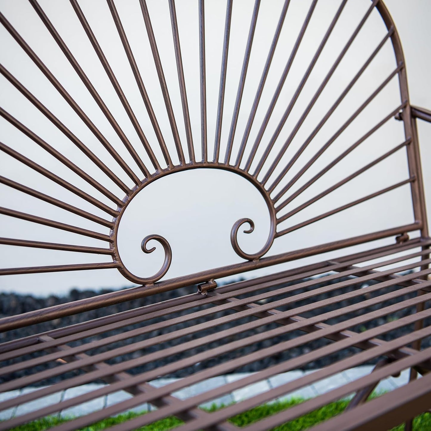 🌟🍃💫 Sunbeam Dual Rocker – Wrought Iron Gliding Bench for 2, Outdoor Patio Furniture