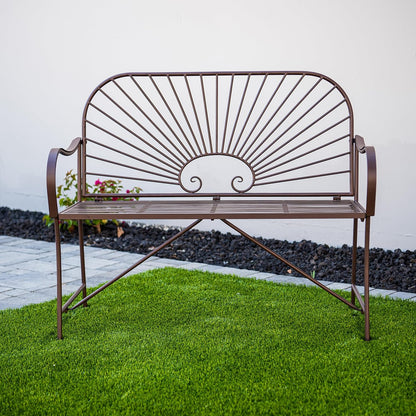 🌟🍃💫 Sunbeam Dual Rocker – Wrought Iron Gliding Bench for 2, Outdoor Patio Furniture