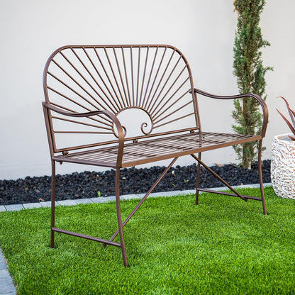 🌟🍃💫 Sunbeam Dual Rocker – Wrought Iron Gliding Bench for 2, Outdoor Patio Furniture